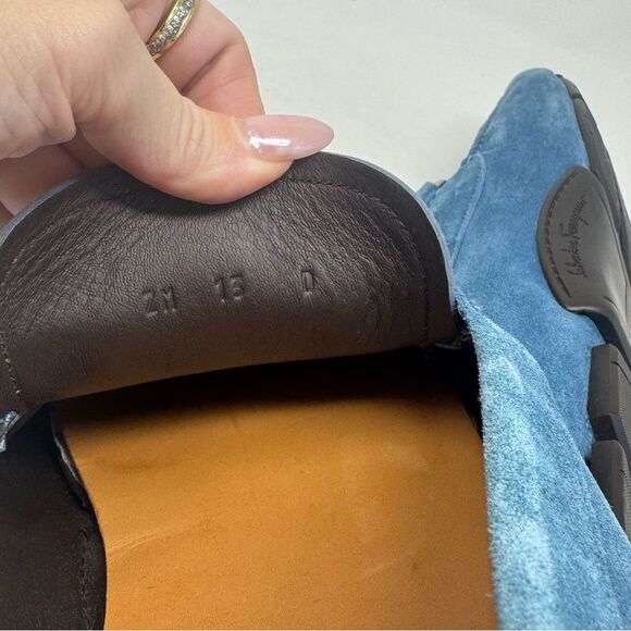 SALVATORE FERRAGAMO | Blue Suede Loafers Men’s Size 13 with Dust Bag main image 4